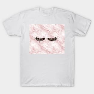 Pink marble rose gold lashes T-Shirt